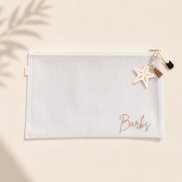 Personalized Natural Canvas Beach Tote Bag Set with Pouch, Rope Handles, Bridesmaid Gift