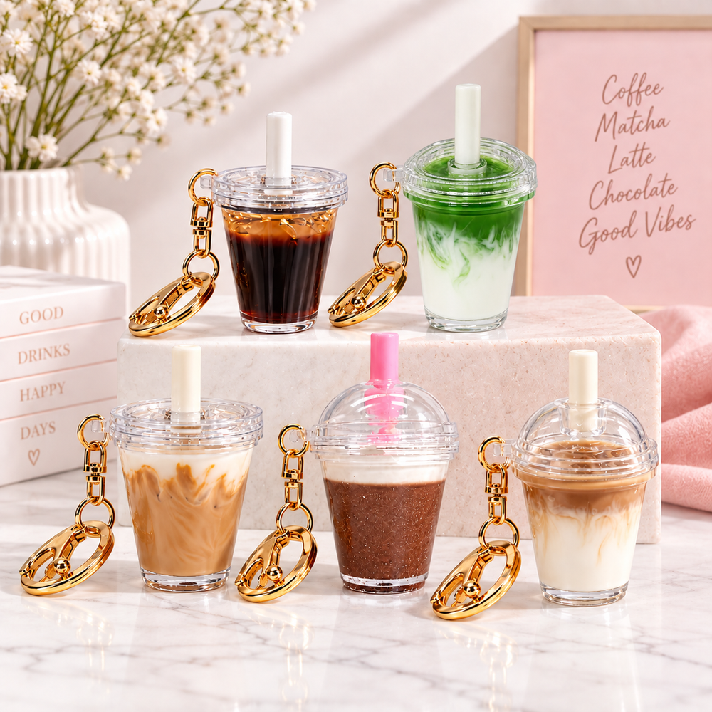 Personalized Drink Keychain – Custom Coffee & Matcha